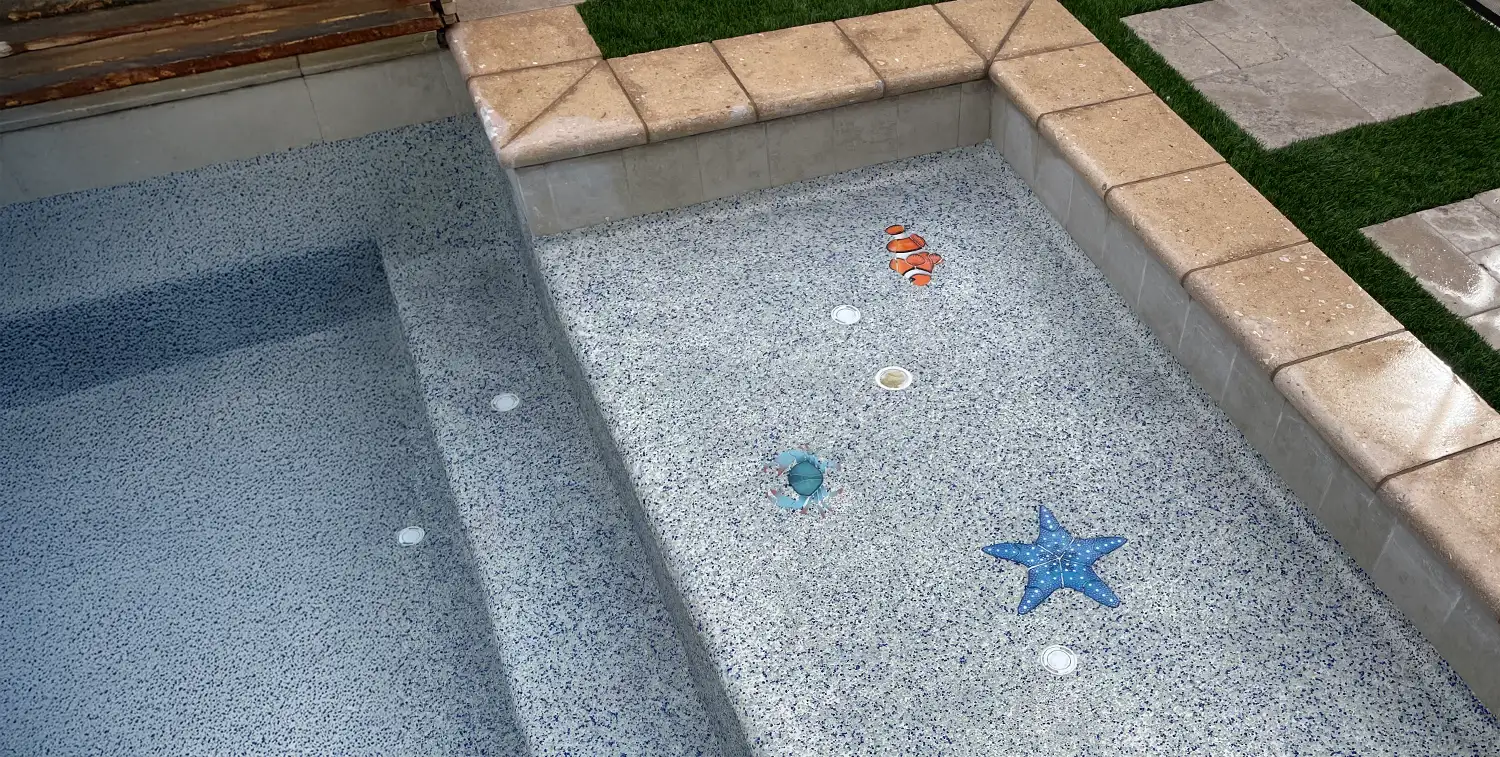 Beautiful Pool with Jewel Crete Glass Beads